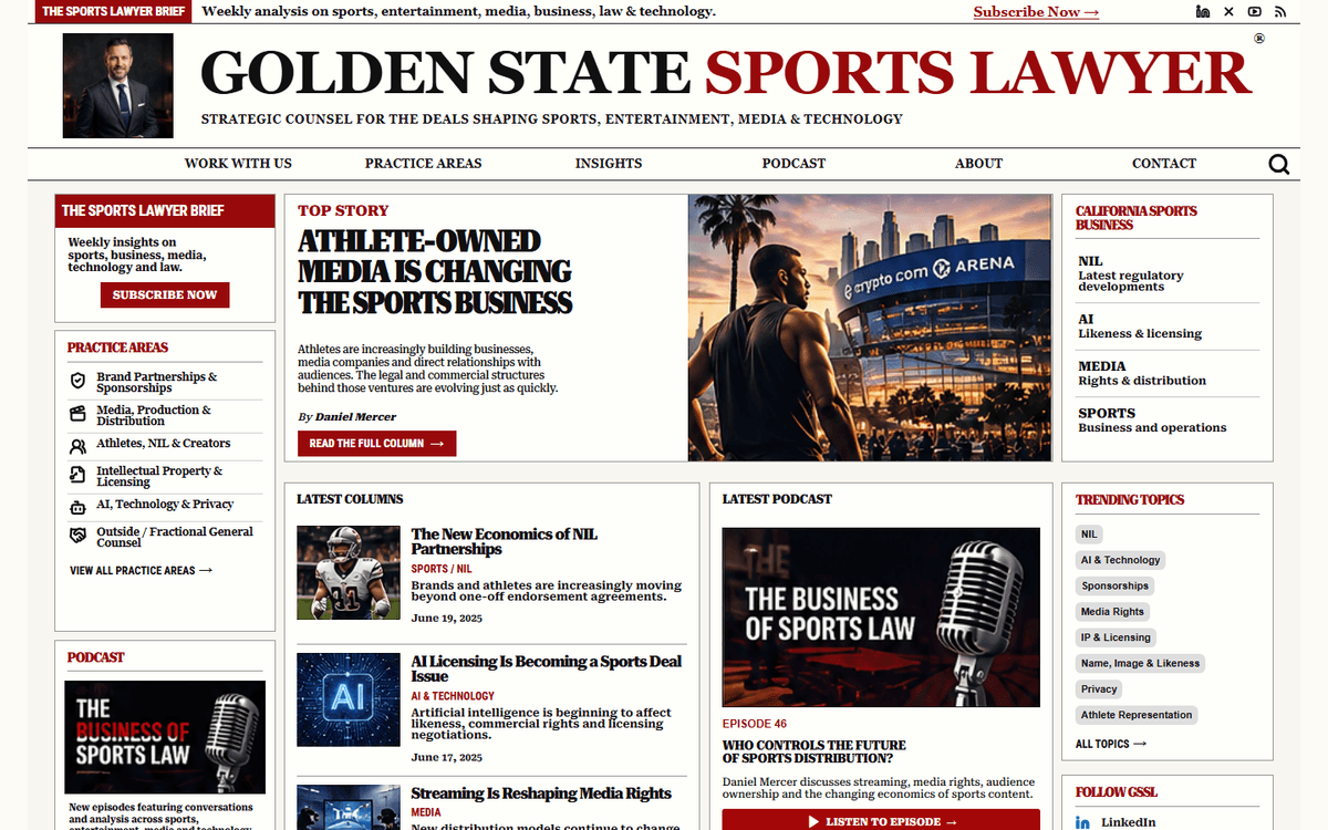 Evolving Sports Law Journal website template screenshot
